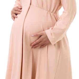 Womens Nursing Maternity Nightgown for Breastfeeding, Labor and Delivery Gown, Long Sleeve Postpartum Night Gown