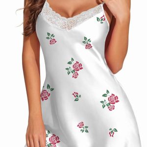 Sexy Lace Camisole Satin Silk Nightgown for Brides