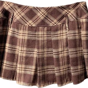 Women's Plaid Mini Skirt – Ruffled Flared Skirt