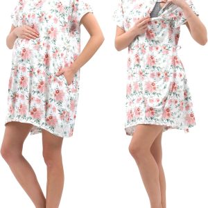 Labor and Delivery Gown for Hospital With Pockets Open Back Nursing Pajamas for Women Breastfeeding Maternity Nightgown