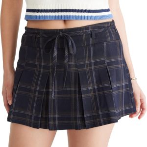 Women's Low-Waisted Houndstooth Lace-Up Skort
